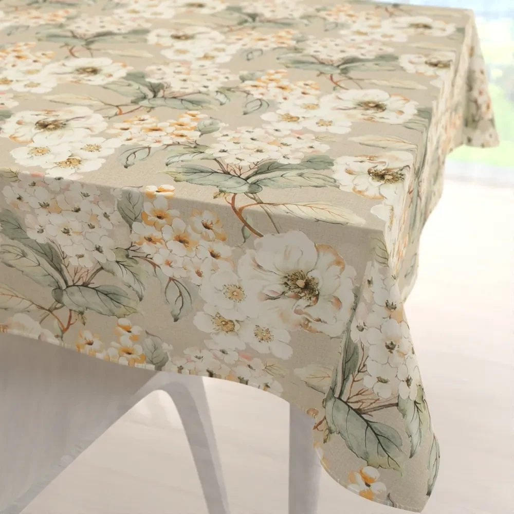 Biante Dekoračný štvorcový obrus PML-106 Maľované kvety na béžovom 90x90 cm
