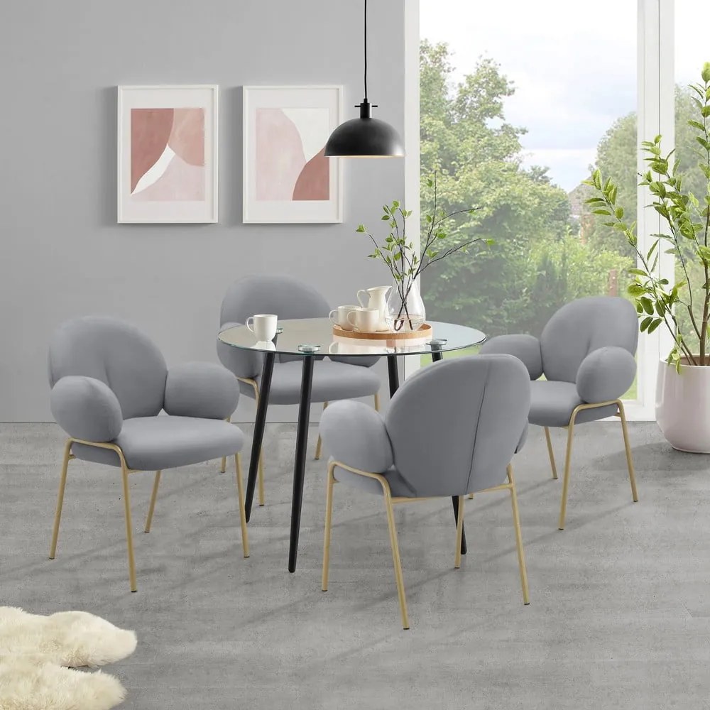 Sivé čalúnené jedálenské kreslá v súprave s podrúčkami 2 ks Iwama – Støraa