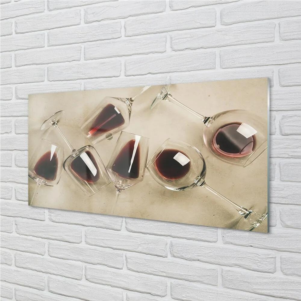 Obraz na skle vínové poháre 125x50 cm