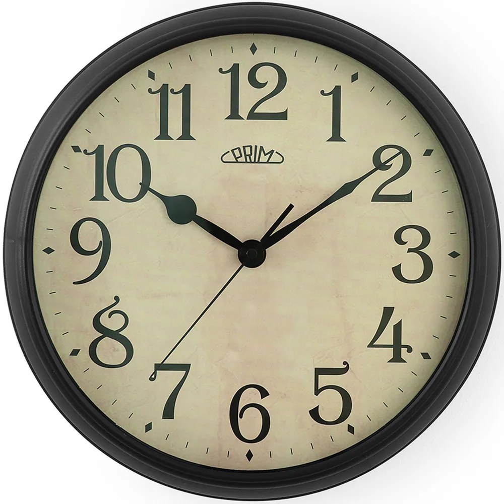Retro nástenné hodiny PRIM Historic E01P.4137.90 – Čierne (32 cm)