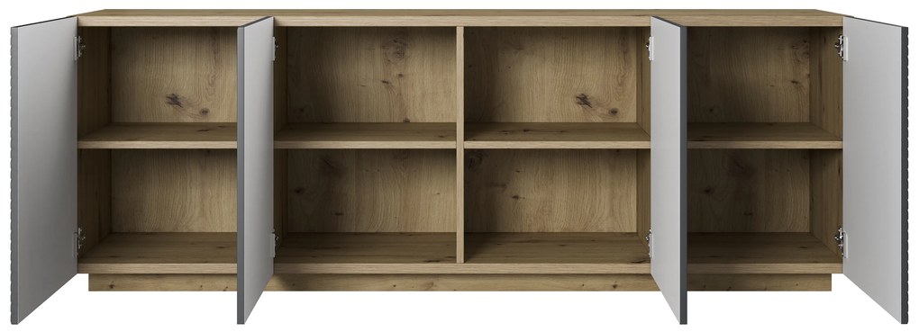 Štvordverová komoda Asha 200 cm - artisan / matný rivier stone