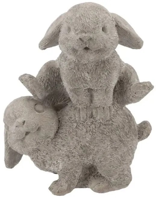 Šedá antik cementová dekorácia zajačikovia Jumping Rabbit - 15*11*20 cm