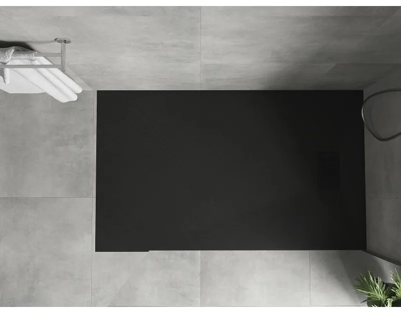 Mexen Hugo, obdĺžniková sprchová vanička SMC 160 x 70 cm, čierna, čierna krytka, 42707016-B