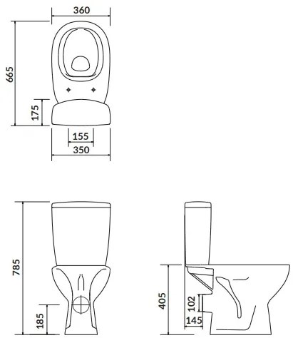 Cersanit ARTECO - WC kombi + antibakteriálne sedátko s funkciou pomalého zatvárania, horizontálny odpad, K667-056