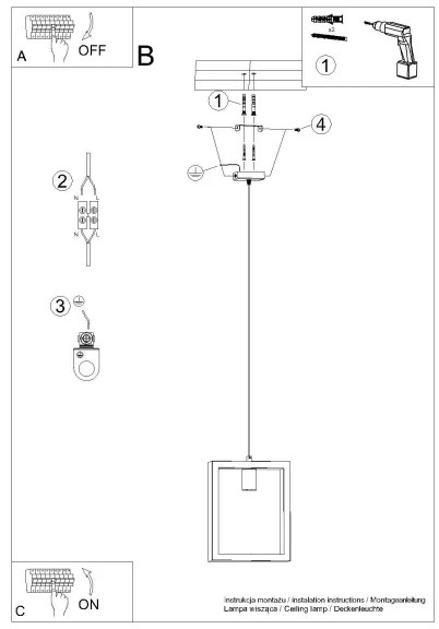 Sollux SL.1310 - Luster na lanku ARIES 1xE27/15W/230V buk/béžová