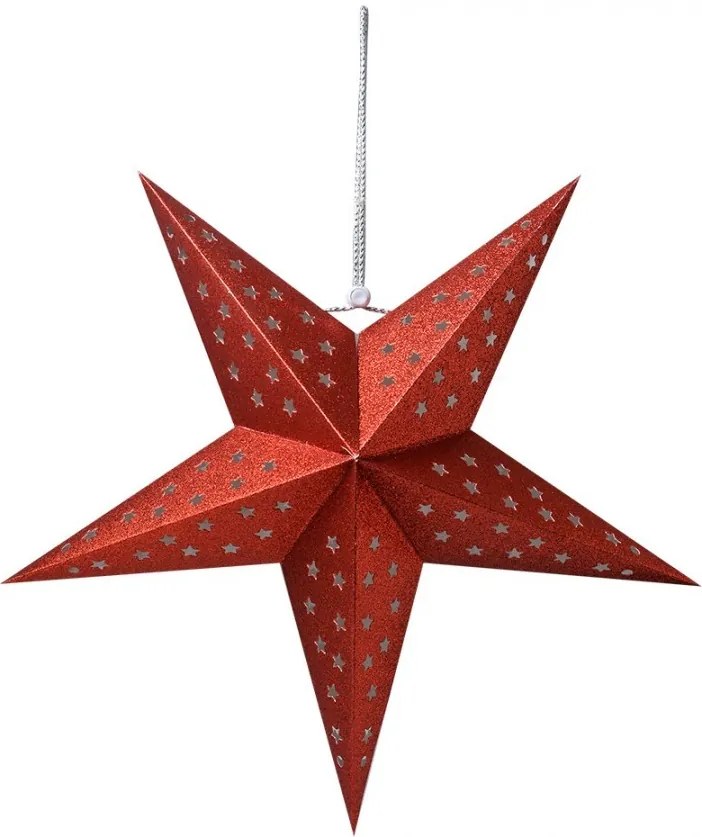 Červená závesná vianočná papierová hviezda M - 45*15*45 cm