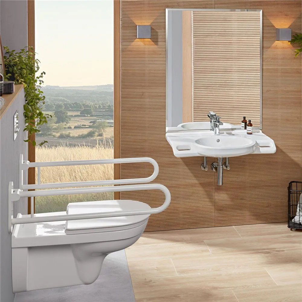 VILLEROY & BOCH ViCare WC sedátko Kompakt s poklopom, s funkciou QuickRelease a Softclosing, biela alpská, s povrchom AntiBac, 9M67S1T1