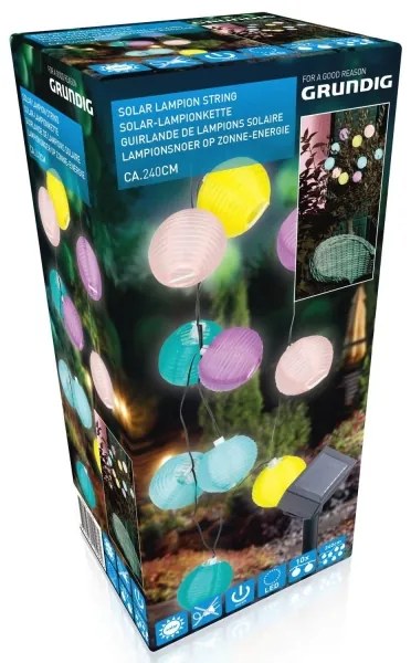 Grundig 14106 - LED solárny reťazec 2,4m, 10xLED, 1,2V 600mAh