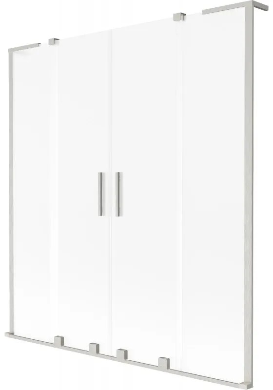 Mexen Velar L Duo, 2-krídlová posuvná vaňová zástena 140 x 150 cm, 8mm sklo námraza, brúsená oceľ, 896-140-003-32-97