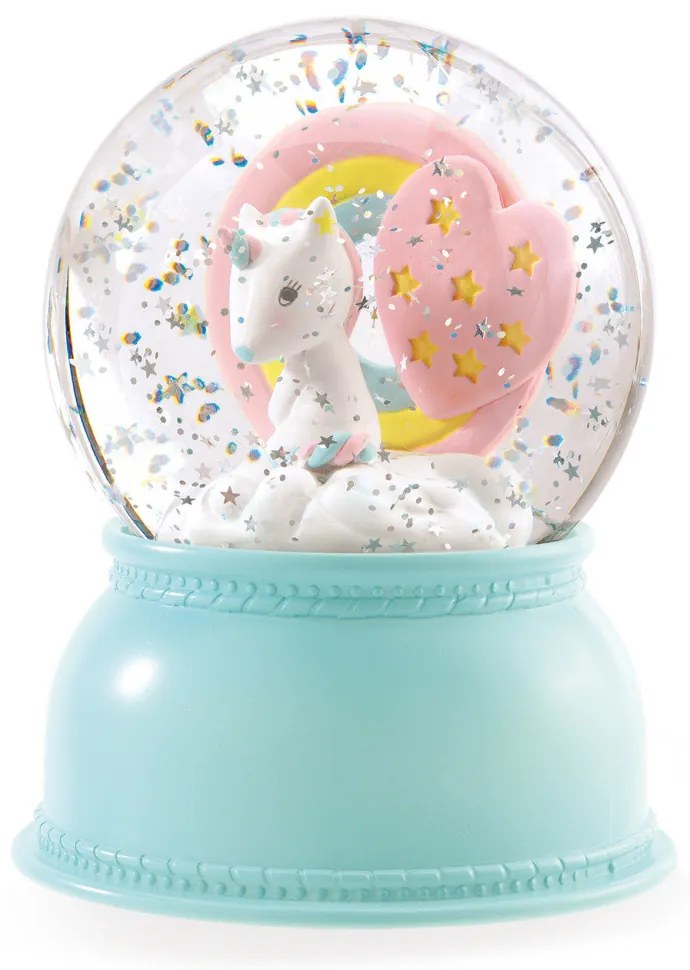 Nočné svetlo v snehovej guli - Jednorožec