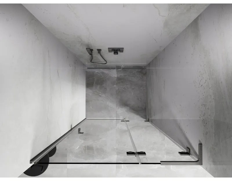 Mexen, Mexen Lunar L Otočné pravé sprchové dvere 80 cm, transparentné, brúsený nikel - 834L-080-000-97-00-P