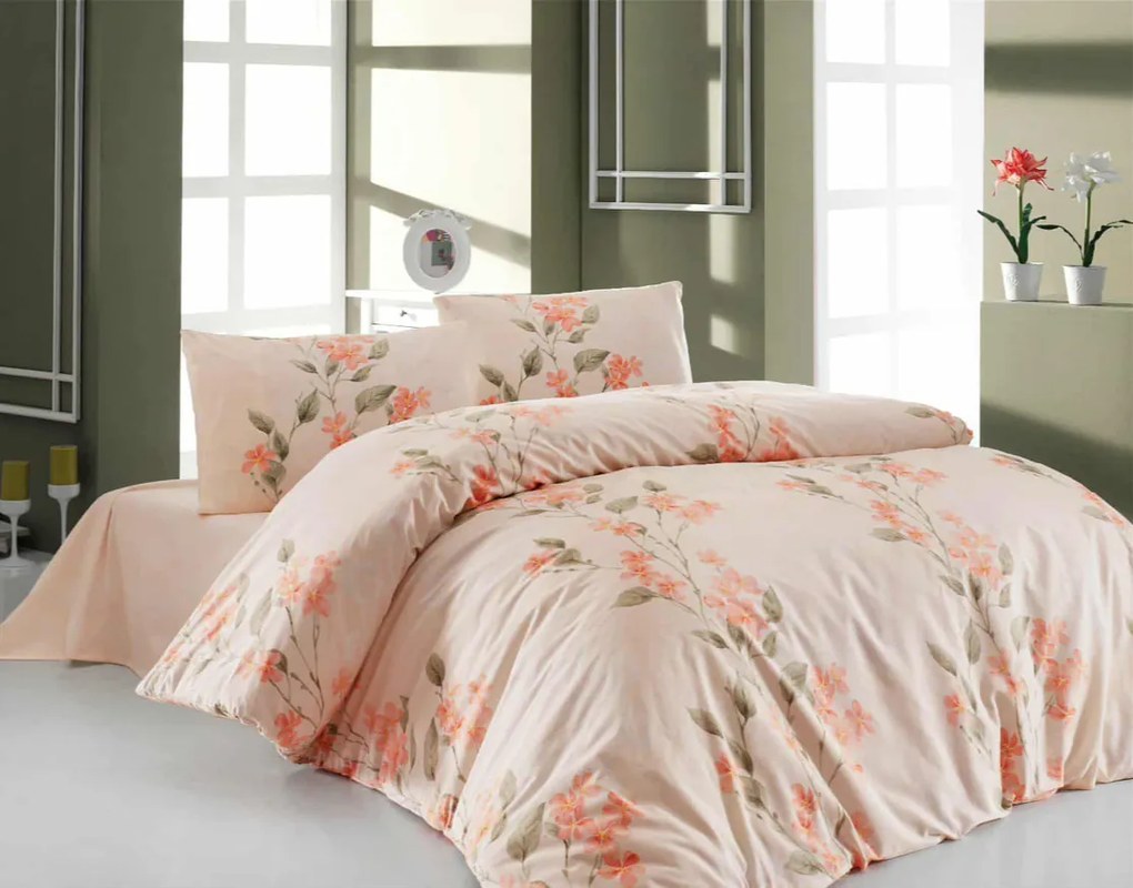 Obliečky bavlnené Laura lososová 200x140cm+90x70cm TiaHome
