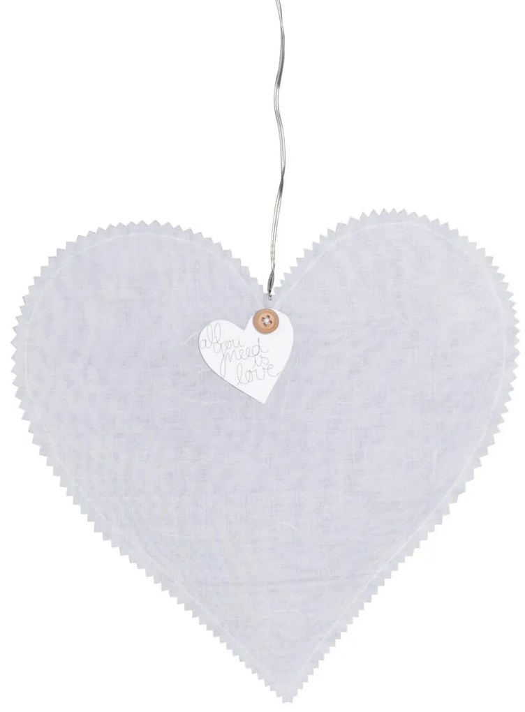 Biele závesné srdce HEARTLIGHT s LED svetelným reťazcom