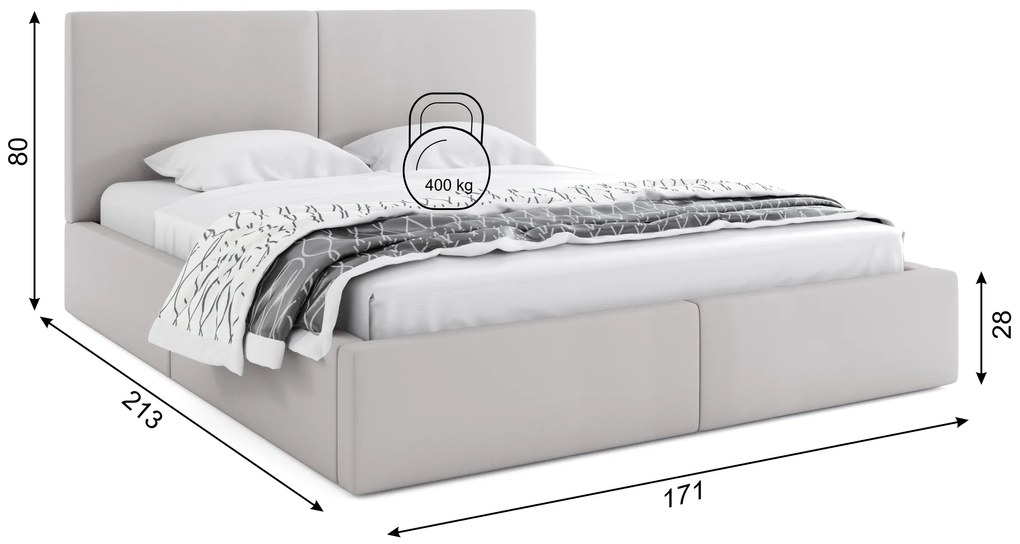 BMS GROUP Čalúnená posteľ HILTON 160x200cm výklopná sivá