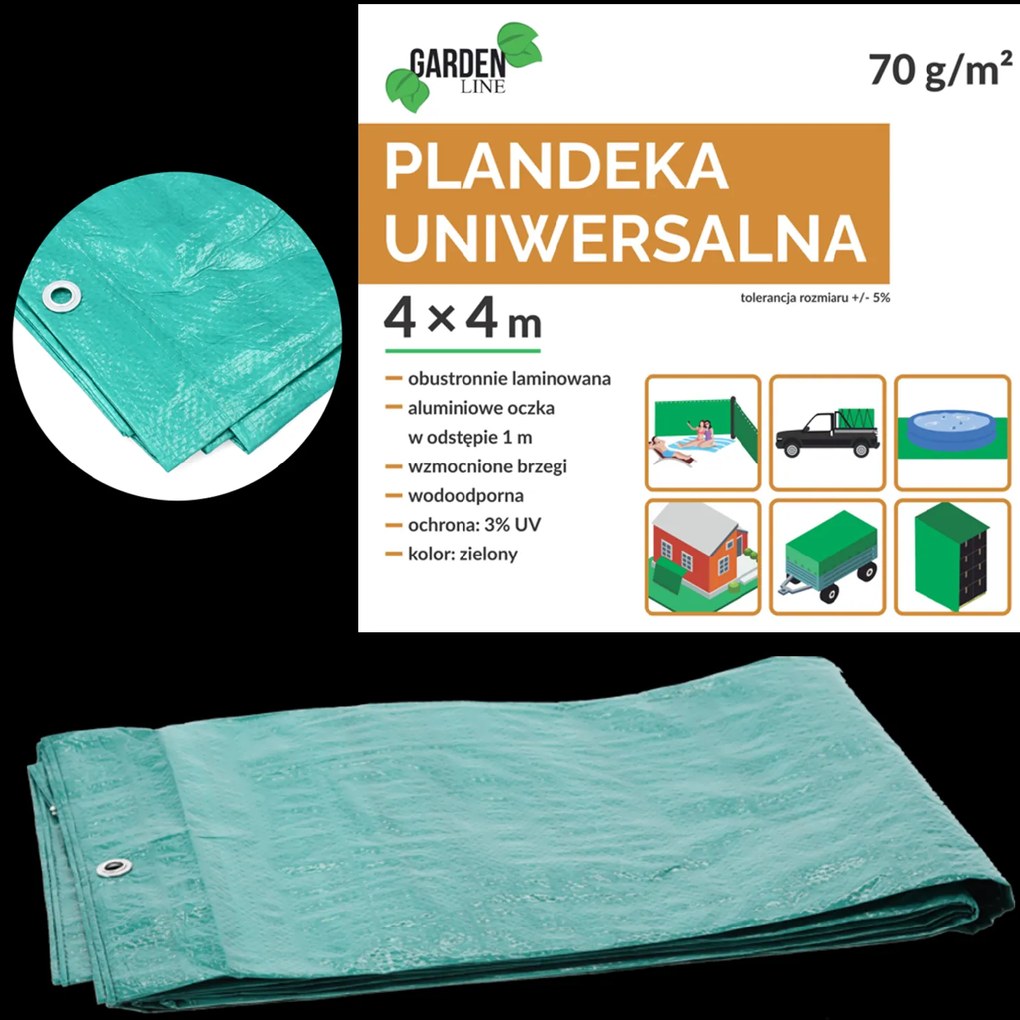 PLACHTA 4 x 4 M (+/- 5 %) 70 G/M² 3 % UV ZELENÁ *4140