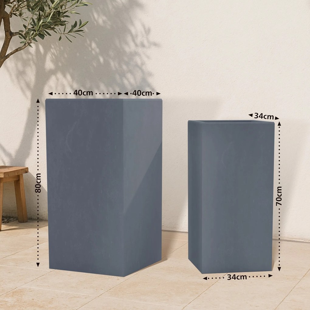 Sada 2 ks kvetináčov 3 square - antracitová