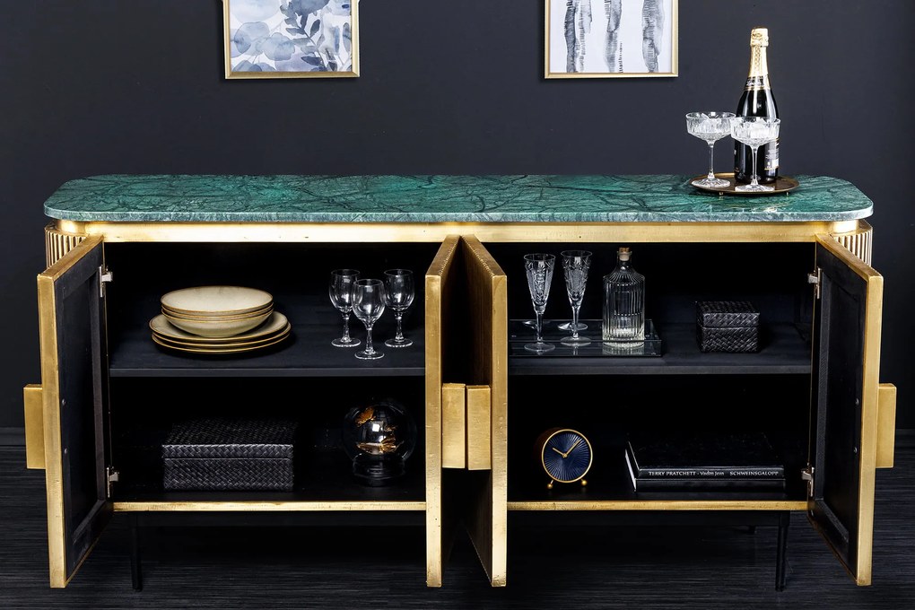 Komoda Veneziano 160cm zelený mramor
