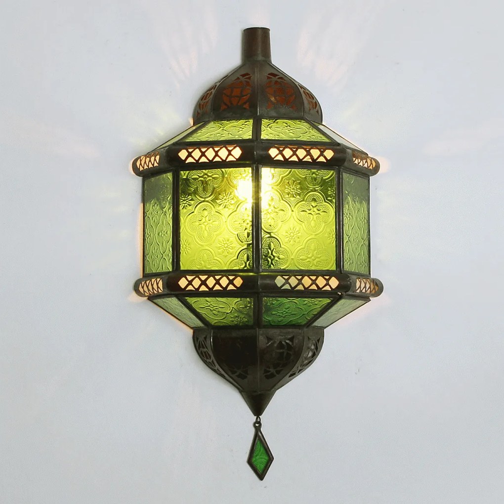 Marocká nástenná lampa Trombi zelená
