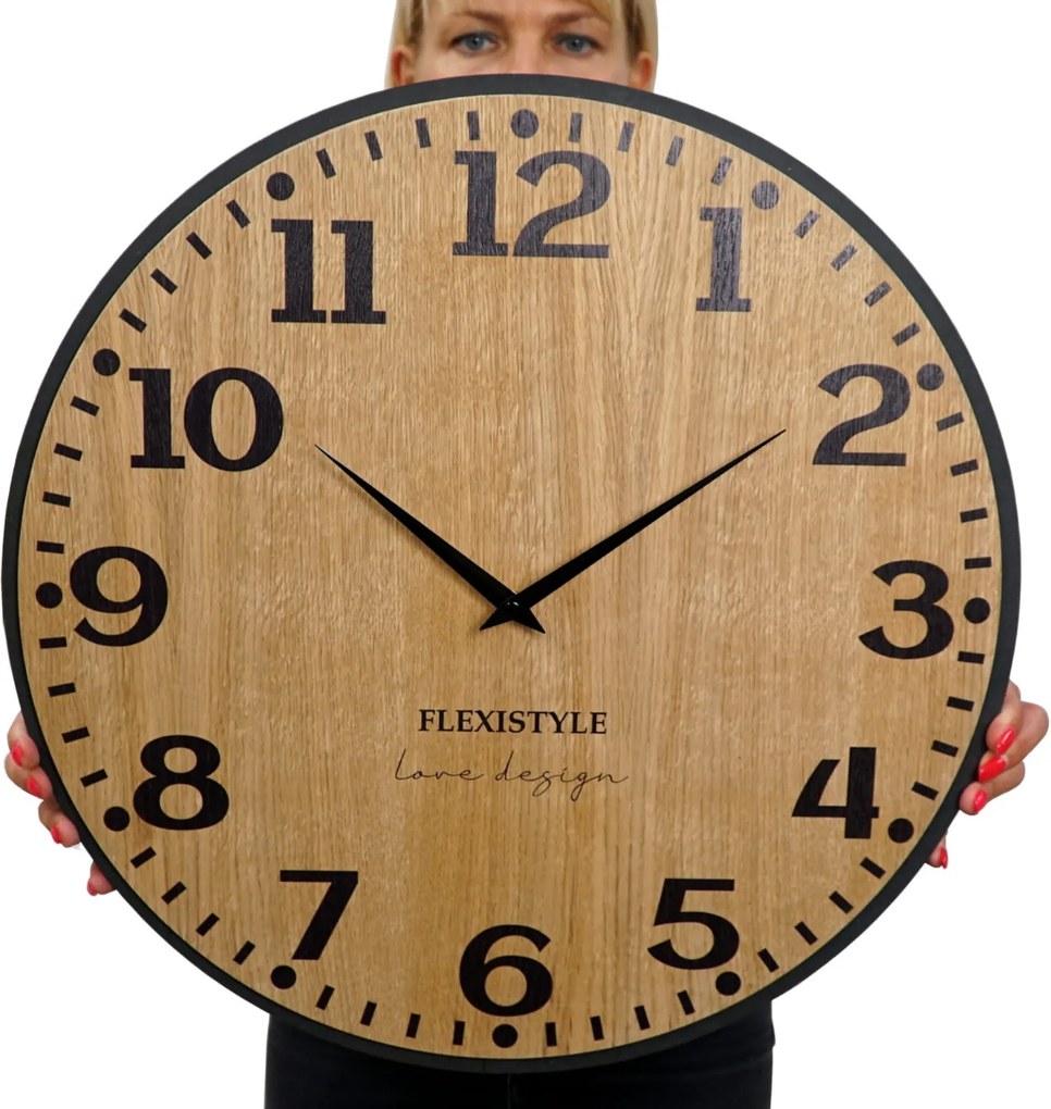 DomTextilu Originálne nástenné hodiny v hnedej farbe  41227
