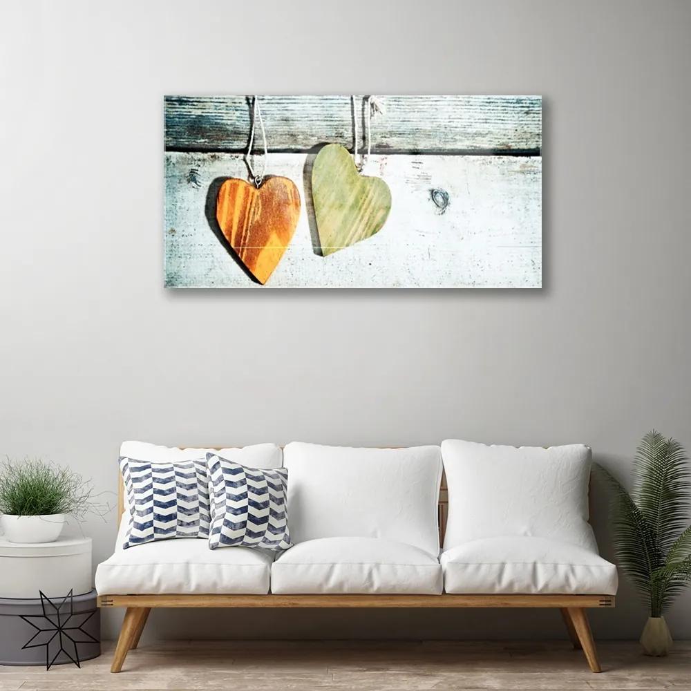 Obraz na akrylátovom skle Srdce drevo umenie 100x50 cm