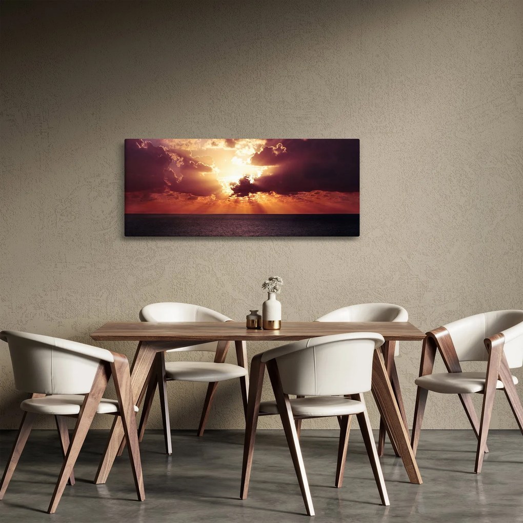 Obraz slnko za mrakmi (120x50 cm)