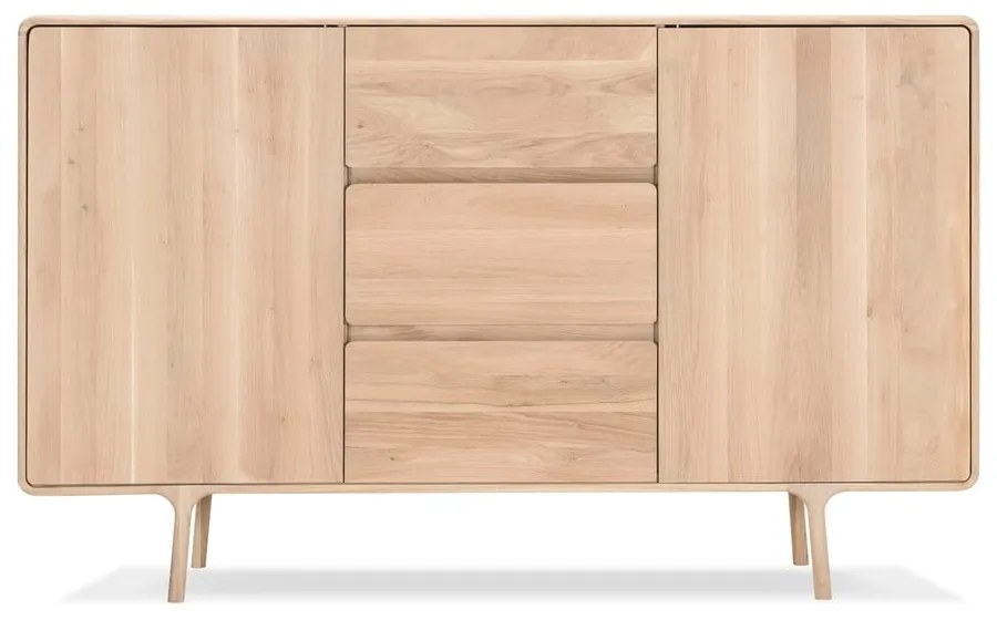 Komoda z masívneho dubového dreva s 3 zásuvkami Gazzda Fawn, šírka 180 cm