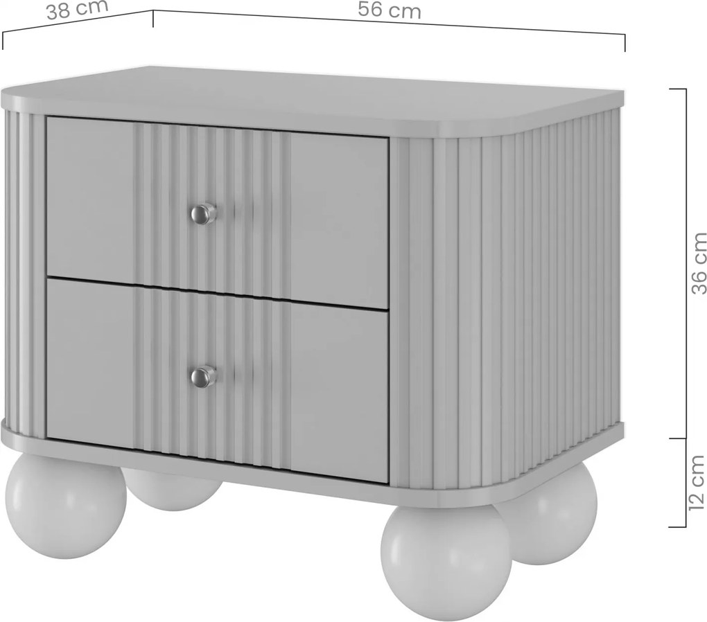 Nočné stolíky Vesper 56 cm - 2 ks - čierna / zlatá / čierne nohy