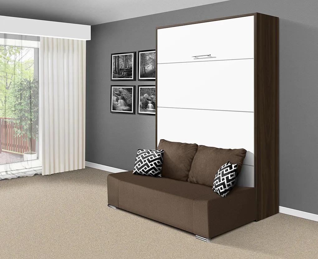 Nabytekmorava Sklápacia posteľ s pohovkou VS 21058P 200x160 farba pohovky: Krémová, Typ farebného prevedenia: Buk / dvere biele LESK