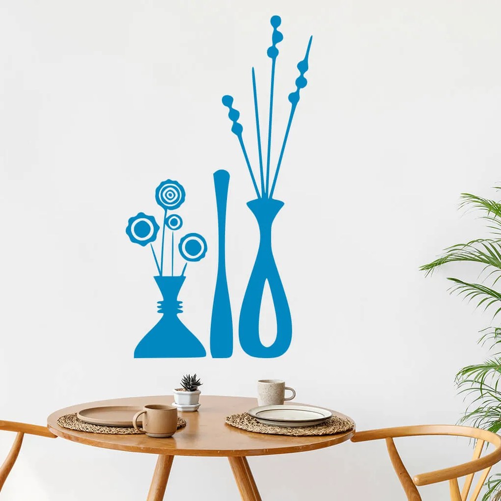 Veselá Stena Samolepka Kvety vo váze Farba: zelená, Veľkosť: 80 x 43 cm