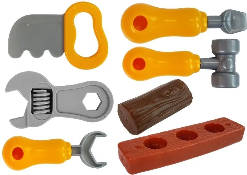 LEAN Toys Sada náradia v batohu „Dielňa“ – oranžovo-sivá