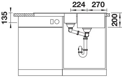 Blanco Adira 6 S, silgranitový drez 1000x500x200 mm, 1,5-komorový, káva, BLA-527608