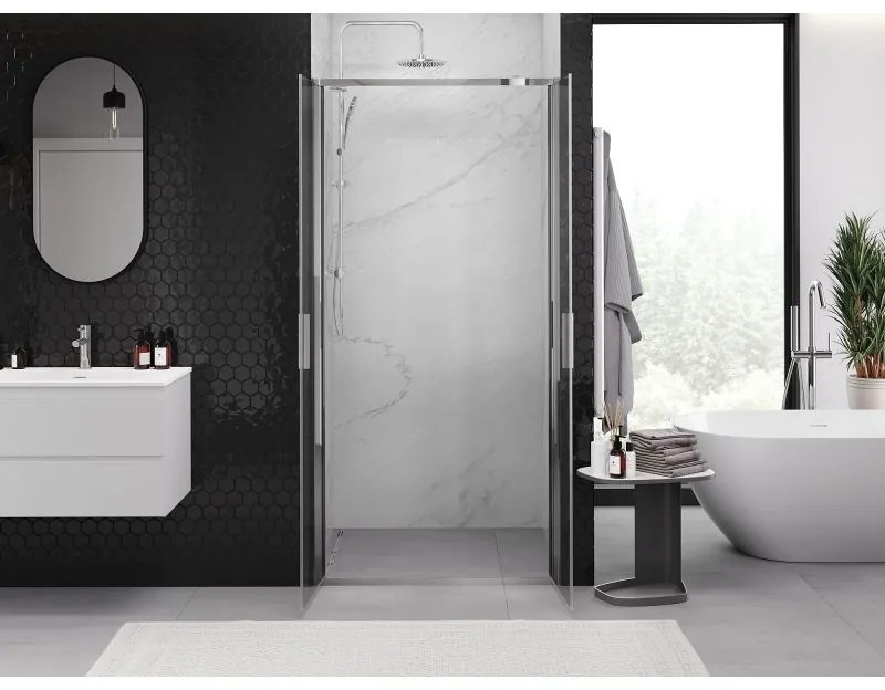 Mexen Exo, dvojkrídlové sprchové dvere 90x200 cm, 6mm číre sklo, chrómový profil, 814-090-000-01-00