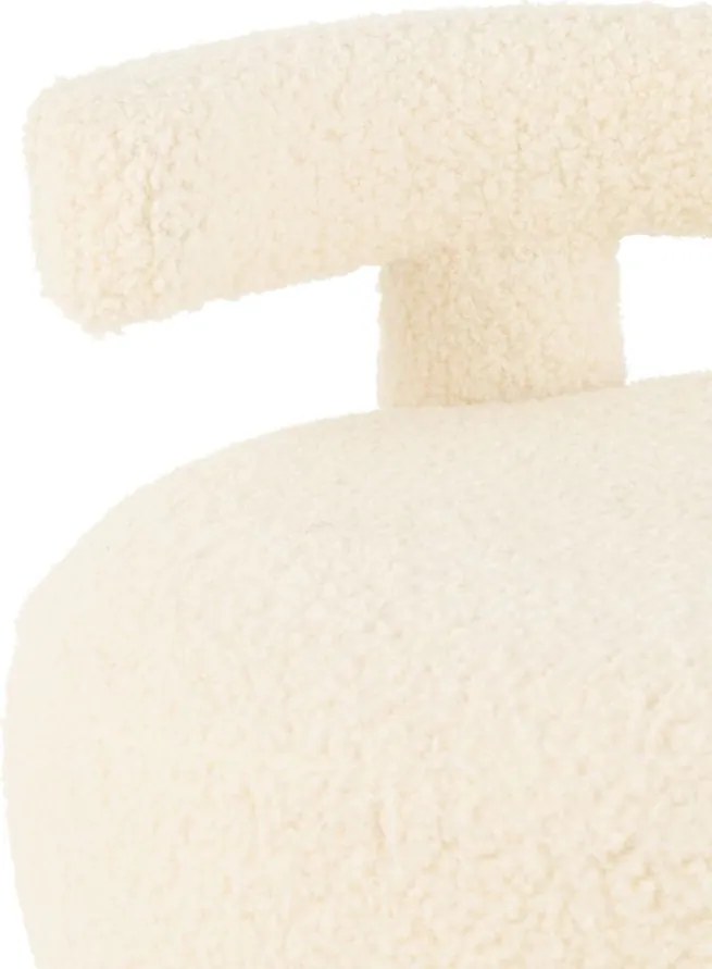 Biela okrúhla stolička s opierkou Teddy Bouclé White - Ø 52*49 cm