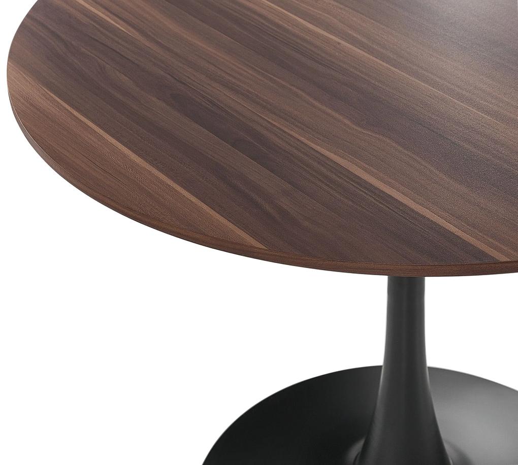 Okrúhly jedálenský stôl ⌀ 90 cm tmavé drevo/čierna BOCA Beliani