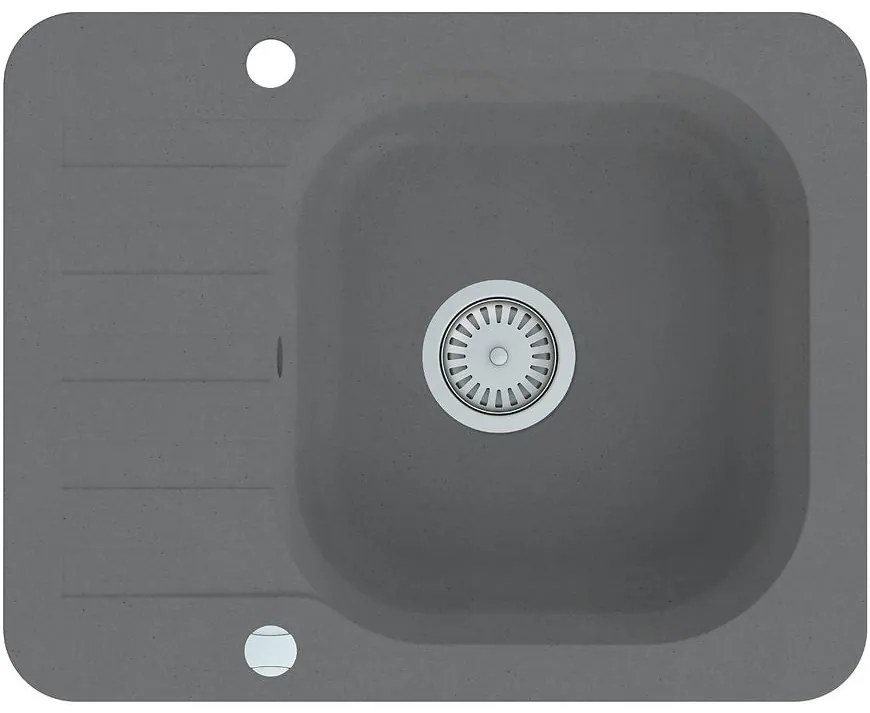 Granitový drez 1K 595x475 sivá