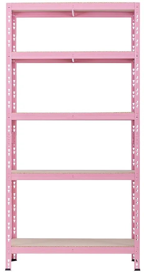 Kovový regál RNDU30-5 ružový 180x90x30cm - 5 políc/175kg