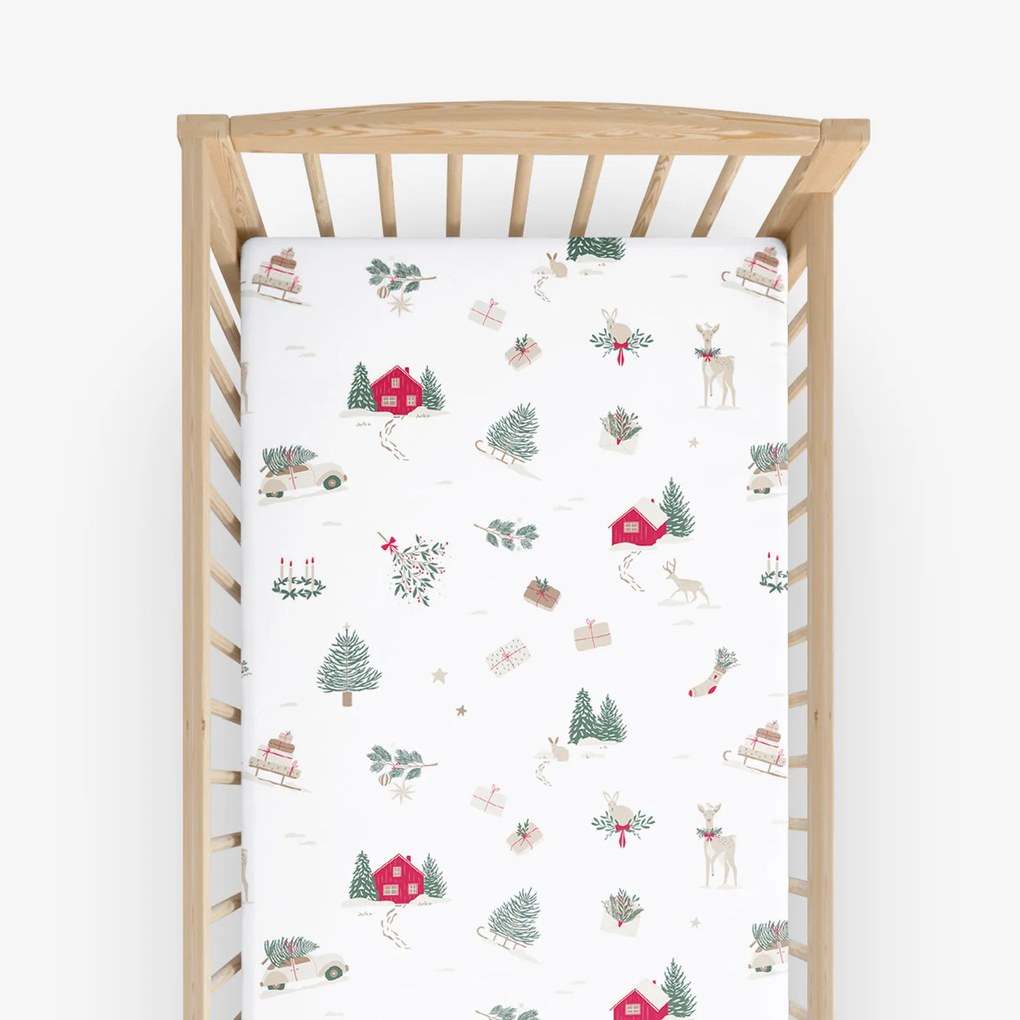Goldea vianočná bavlnená napínacia plachta do detskej postieľky - tradičné vianoce 70 x 140 cm