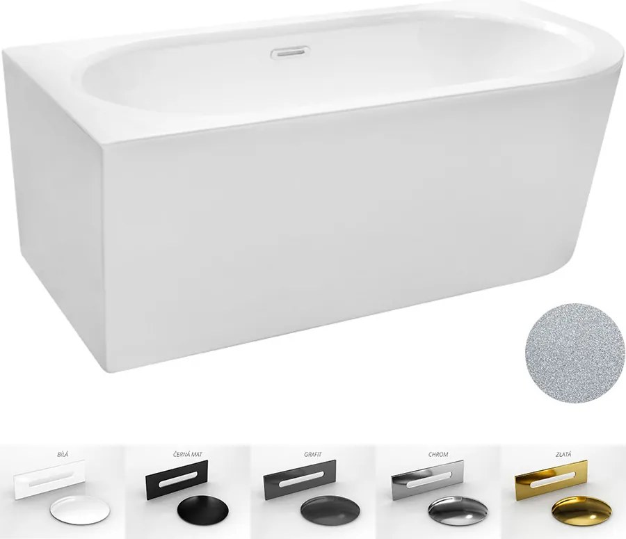 Besco Akrylátová voľne stojaca vaňa Avita A-Line Glam S CC/SP 150x75 (160x75, 170x75), s prepadom BESCO-Typ výpuste: Alcaplast Click-Clack so štrbino…