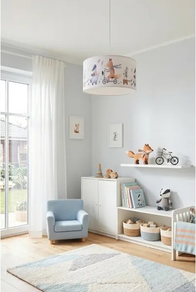 Brilagi - LED Detský luster na lanku BOBO 1xE27/60W/230V pr. 35 cm biela/zvieratká
