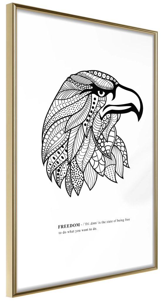 Artgeist Plagát - Eagle of Freedom [Poster] Veľkosť: 40x60, Verzia: Čierny rám s passe-partout