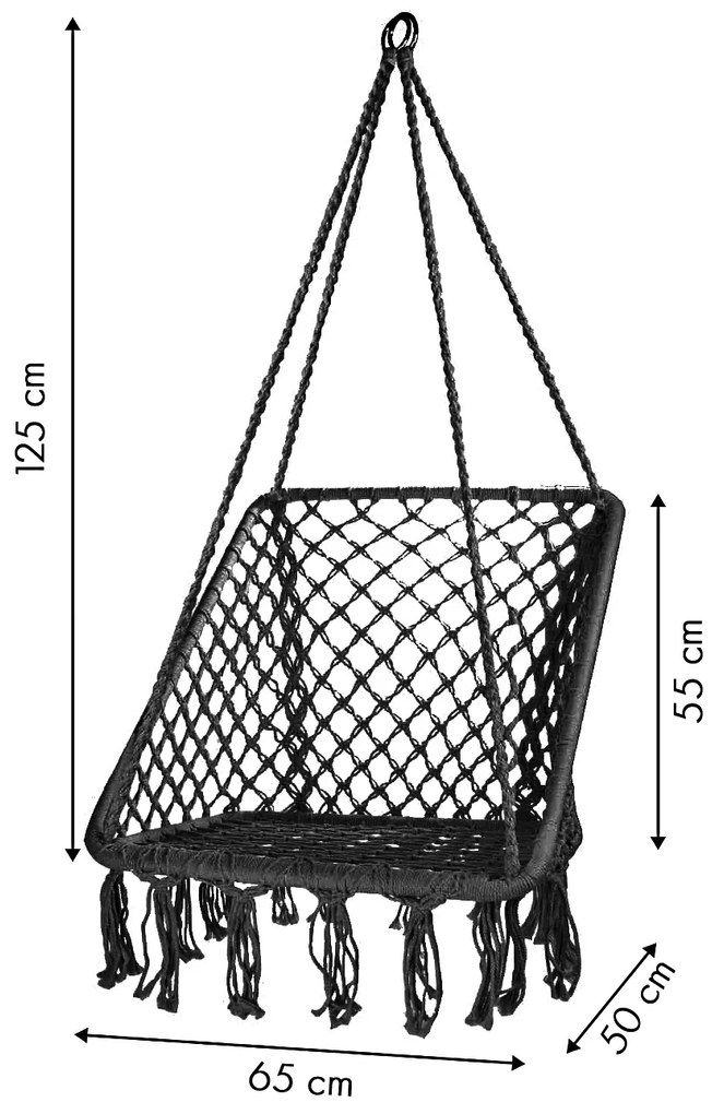 MODERNHOME Závesné hojdacie záhradné kreslo s operadlom