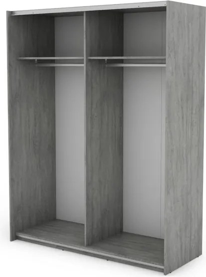 Šatníková skriňa Carlos 150/61 2D, šedý betón, 150 cm