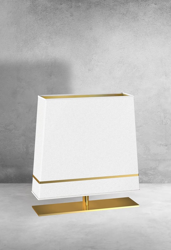 Stolná lampa Volans, 1x biele/zlaté textilné tienidlo, g