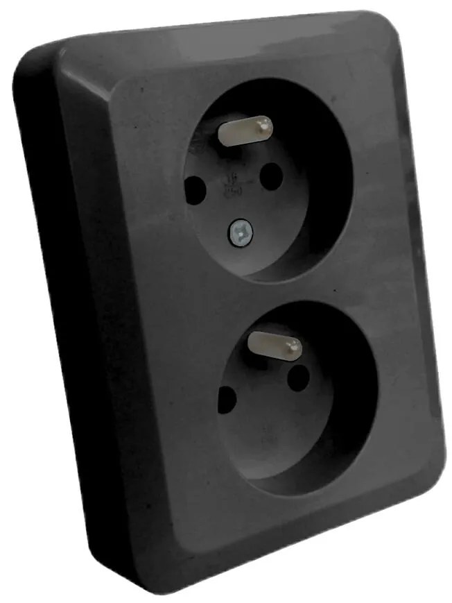 Dvojitá zásuvka česká Z/U SILVA black 46139