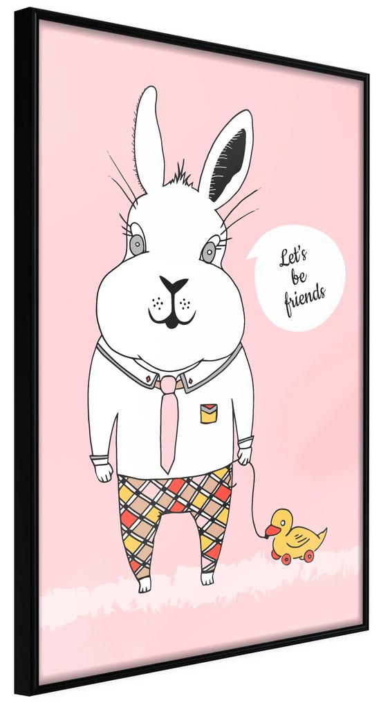 Artgeist Plagát - Rabbit's Friend [Poster] Veľkosť: 30x45, Verzia: Zlatý rám s passe-partout