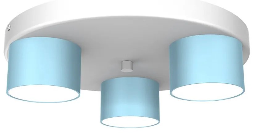 Stropné svietidlo Dixie, 3x modré kovové tienidlo, w, o