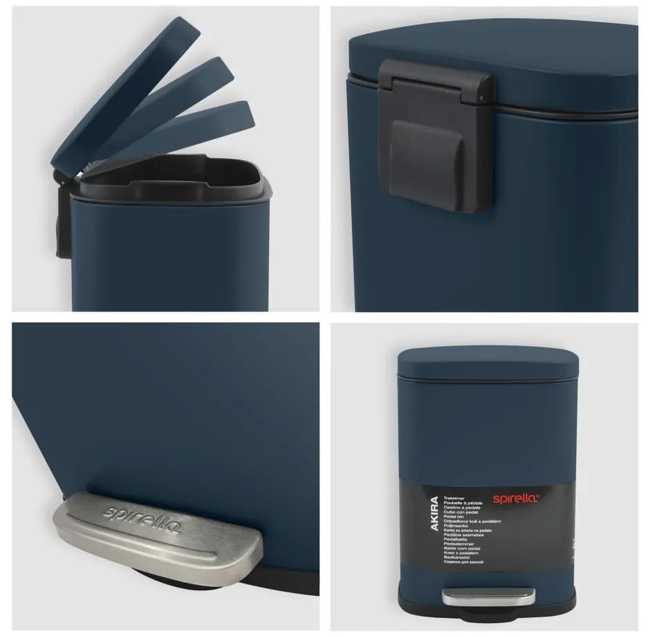 Nášľapný oceľový odpadkový kôš v petrolejovej farbe 5 l Akira – Spirella