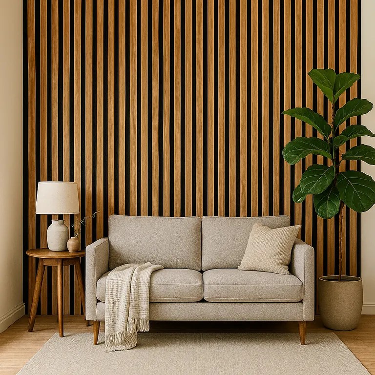 3D Drevené lamely na stenu na filci 255x46cm - DUB SLNEČNÝ