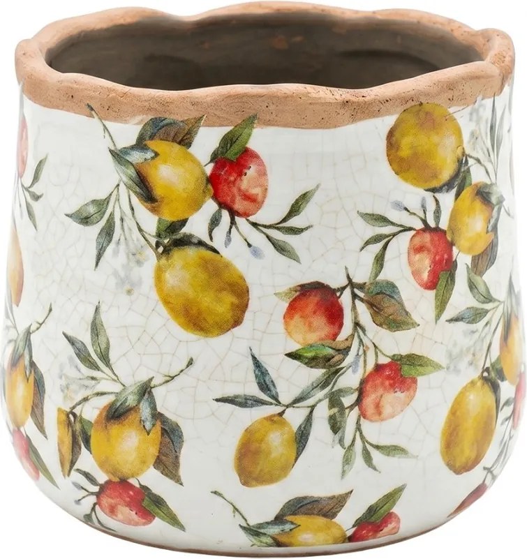 Dekoratívny keramický obal na kvetináč s citrónmi Lemon Grove M - Ø 14*12 cm