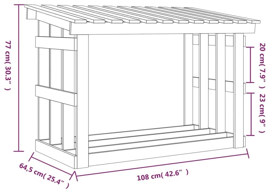 Stojan na palivové drevo biely 108x64,5x77 cm masívna borovica